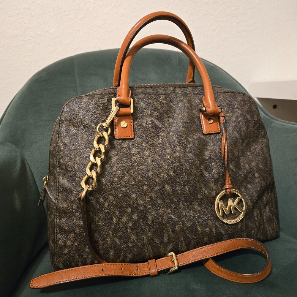 Michael Kors Jet Set Large Travel Satchel Brown Acron